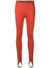 PACO RABANNE PACO RABANNE STRETCH JERSEY LOGO LEGGINGS - RED