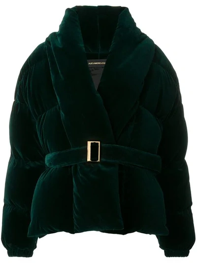 Alexandre Vauthier Oversized Velvet Down Jacket - 绿色 In Green