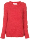 Gabriela Hearst Luiz Crewneck Long-sleeve Cashmere Cable Knit Sweater In Red