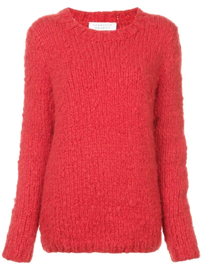 Gabriela Hearst Luiz Crewneck Long-sleeve Cashmere Cable Knit Sweater In Red
