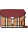 BURBERRY MINI LEATHER AND VINTAGE CHECK CROSSBODY BAG