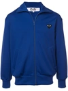 Comme Des Garçons Play Men's Heart Embroidered Full Zip Track Jacket In Blue