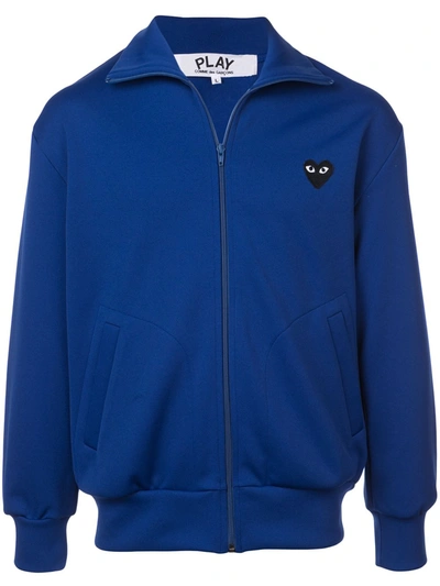 Comme Des Garçons Play Men's Heart Embroidered Full Zip Track Jacket In Blue