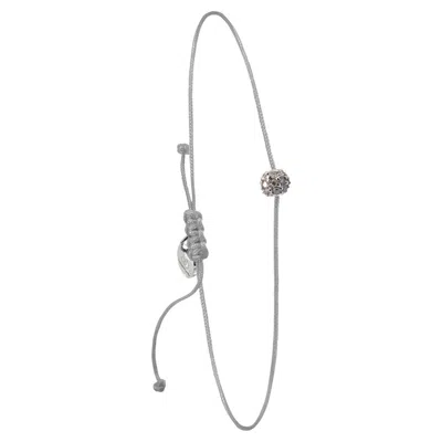 Pre-owned 15degreeslondon 14k Diamond Bead Bracelet With Grey Nylon In Gray