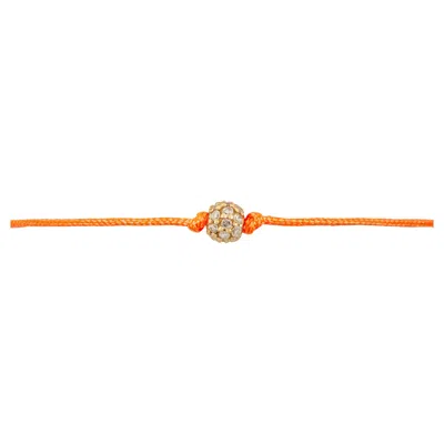 Pre-owned 15degreeslondon 14k Diamond Bead Bracelet With Orange Nylon