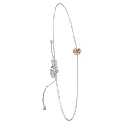 Pre-owned 15degreeslondon 14k Diamond Bead Bracelet With Snow White Nylon