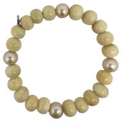 Pre-owned 15degreeslondon Ancient Tibetan Beads & Aa+ Golden South Sea Pearl Bracelet In Multi