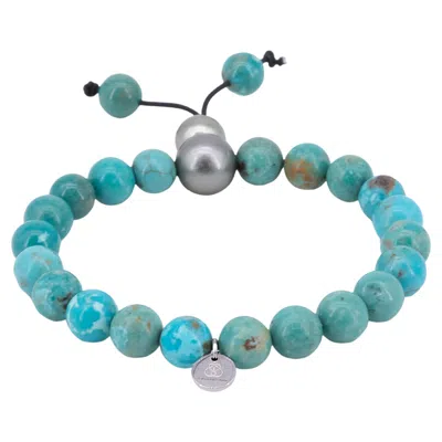 Pre-owned 15degreeslondon Bracelet With Natural Turquoise And Tahiti Pearls In Multi