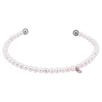 Pre-owned 15degreeslondon Choker With White Freshwater And Tahiti Pearls