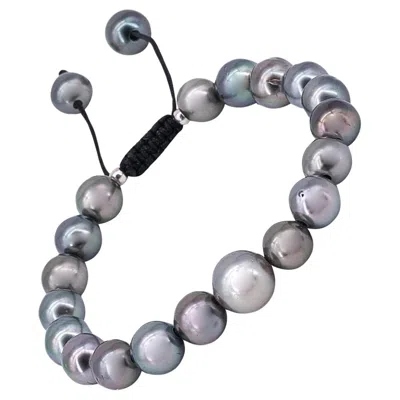 Pre-owned 15degreeslondon Tahiti Pearl Bracelet With Black Drawstring Closure For Men