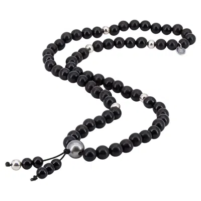 Pre-owned 15degreeslondon Unisex  Ebony Necklace With Tahitian Pearls In Black