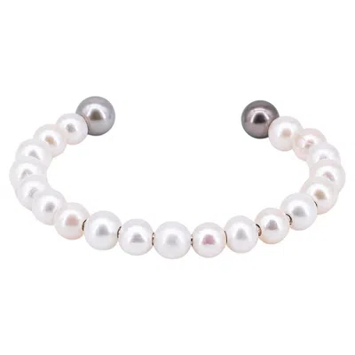 Pre-owned 15degreeslondon White Freshwater And Tahiti Pearls Cuff