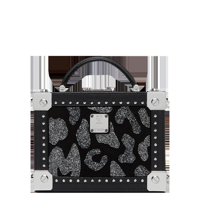 Mcm Berlin Leopard Spot Crystal Leather Crossbody Bag - Black In Bk