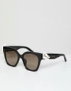 Marc Jacobs Daisy Square Sunglasses - Black In Black