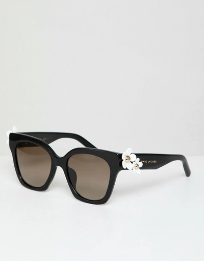 Marc Jacobs Daisy Square Sunglasses - Black In Black