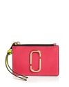 Marc Jacobs Top Zip Leather Multi Card Case In Peony Mult