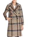 KENDALL + KYLIE DOUBLE-BREASTED BUTTON FRONT PLAID COAT,R2291