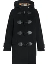 Burberry Womens Black Check Merton Wool-blend Duffle Coat | ModeSens