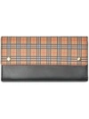 BURBERRY SMALL SCALE CHECK AND LEATHER CONTINENTAL WALLET