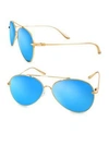 AQS TOMMIE 60MM AVIATOR SUNGLASSES,0400099210433