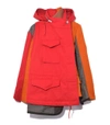 SACAI Melton Wool Nylon Cotton Hoodie Coat in Red/Orange,210000035540