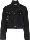 HYEIN SEO STUDDED CROP DENIM JACKET