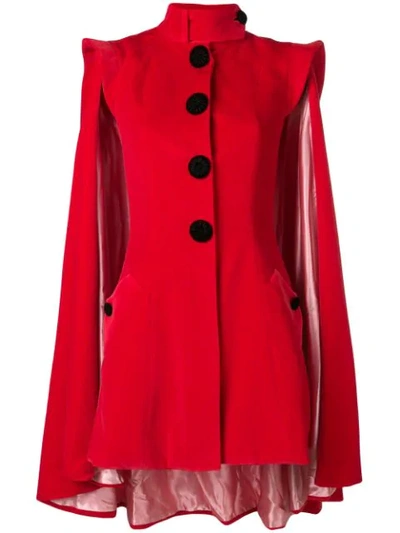 Palomo Spain Velvet Cape Jacket - 红色 In Red