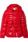 MONCLER GENIUS 4 SIMONE ROCHA EMBELLISHED BELTED GLOSSED-SHELL DOWN JACKET