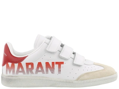 Isabel Marant Beth Logo Leather Grip-strap Sneakers In White