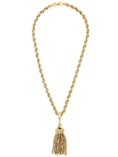 Pre-owned Monet Vintage 1970s Tassel Pendant Necklace In Metallic