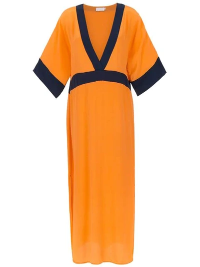 Brigitte Silk Beach Dress In Orange