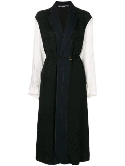 Stella Mccartney Oversized Mixed-media Belted Dressing Gown-style Coat In 4101 - Ink
