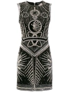 BALMAIN BALMAIN SLEEVE-LESS EMBELLISHED MINI DRESS - BLACK