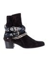 Amiri Chain-embellished Buckled Suede Ankle Boots In Black