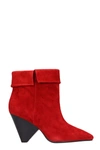 LOLA CRUZ RED SUEDE ANKLE BOOT,10708534