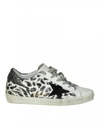 GOLDEN GOOSE "SUPERSTAR" SNEAKERS IN WHITE LEATHER WITH LEOPARDED PRIN,10709044