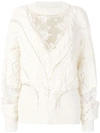 ALMAZ ALMAZ LACE DETAIL KNIT JUMPER - WHITE