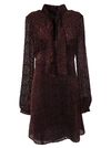 Saint Laurent Pussy-bow Devoré-chiffon Mini Dress In Bordeaux