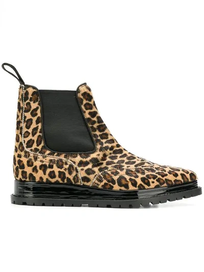 Sacai Leopard Print Chelsea Boots - 黑色 In Black