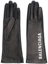 BALENCIAGA BALENCIAGA LOGO PRINT GLOVES - BLACK