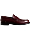 BURBERRY BURBERRY LEATHER PENNY LOAFERS - RED