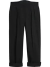 BURBERRY WOOL SILK CROPPED TAILORED TROUSERS