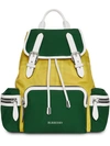 BURBERRY BURBERRY THE MEDIUM RUCKSACK IN COLOUR BLOCK NYLON AND LEATHER - GREEN