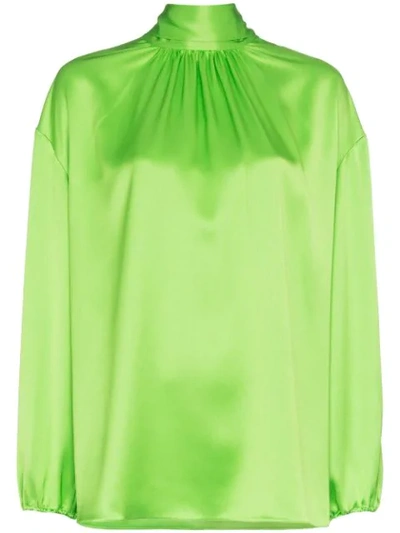 Prada Pussy-bow High-neck Blouse - Green