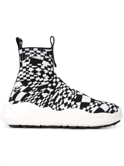 Versus Checkered Hi-top Trainers In Black