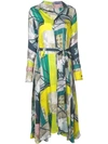 Divka Abstract Print Shirt Dress In Green