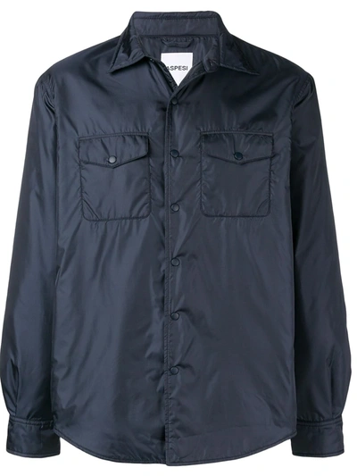 Aspesi Shirt Style Wind-breaker Jacket In Blue
