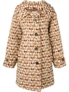 MIU MIU MIU MIU EMBROIDERED SINGLE-BREASTED COAT - NEUTRALS