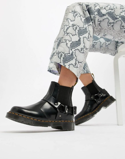 Dr. Martens' Wincox Black Leather Harness Chunky Chelsea Boots