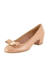 Ferragamo Vara Bow Patent Pumps In Beige